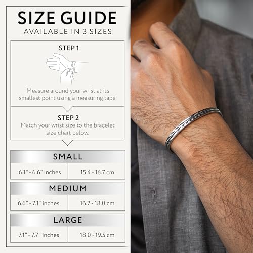 Cuff Bracelet for Men Premium Stainless Steel Mens Bangle Bracelets Silver Cuff Bracelet Waterproof & Non-Tarnish Minimal Western Bracelet - color: Feather Bone, size: Large