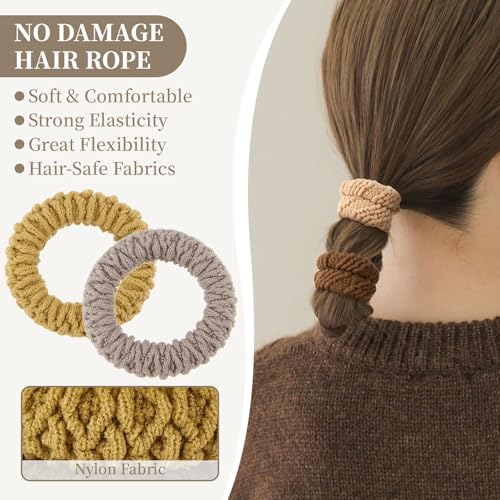 QIUTIMIY 10 Pcs No Damage Hair Ties Thick Hair Elastic Rubber Bands Hair Accessories Scrunchies Seamless for Women - color: Style 7