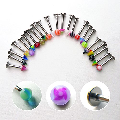 100pcs Stainless Steel Labret Lip Bar Ring Body Piercing Barbell Jewelry Ball