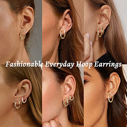 14K Gold Plated Hoop Earrings for Women with 925 Sterling Silver Post, Lightweight Small Hoop Earrings 15mm/20mm Huggie Hoop Earrings - color: 14K Gold Plated, size: 20MM