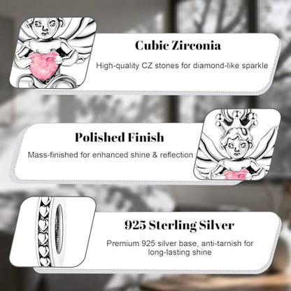 LaMenars 925 Sterling Silver Charms for Pandora Bracelets & Necklaces | Bead Charms Birthday Holiday Jewelry Gifts For Women - color: Angel Heart Dangle