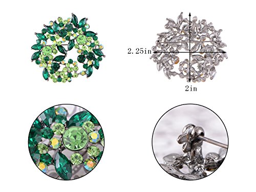 Alilang Violet Lavender Purple Crystal Rhinestone Floral Wreath Brooch Pin - color: green