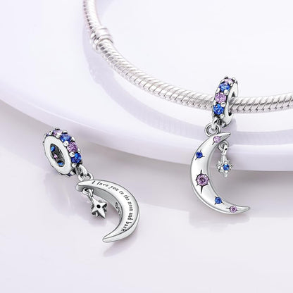925 Sterling Silver Charms for Bracelets and Necklaces Beads Jewelry Charms for Women - color: Moon Charm