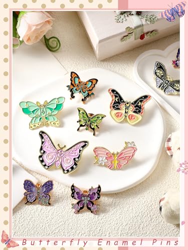 Janinka 10 Pcs Butterfly Enamel Pins Set Cute Spring Badge Back to School Lapel Brooches for Women Backpack Jewelry Gift