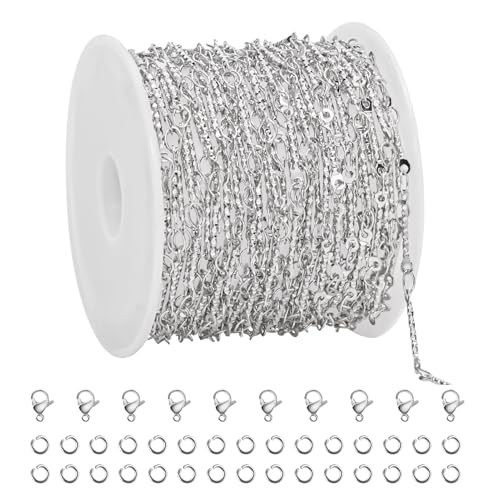 UMAOKANG 5 Meters Embossed Stick Chain Link for Jewelry Making Stainless Steel Chains for Handcraft DIY - color: Stick Silver