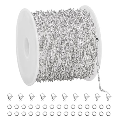 UMAOKANG 5 Meters Embossed Stick Chain Link for Jewelry Making Stainless Steel Chains for Handcraft DIY - color: Stick Silver