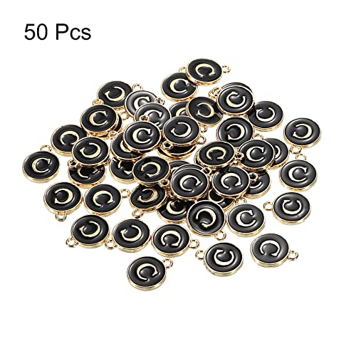 MECCANIXITY Alphabet Letter Charm Double Sided Alphabet Pendant, for Earring Jewelry Making - style: C