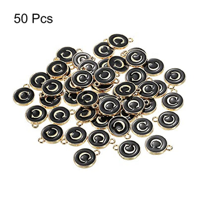 MECCANIXITY Alphabet Letter Charm Double Sided Alphabet Pendant, for Earring Jewelry Making - style: C