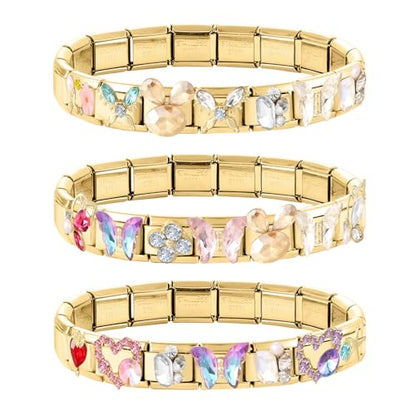 Italian Charms Bracelet Sets with 1Pcs Starter Brascelet 9Pcs Charms 9mm Italian Modular Charm Bracelet DIY Module Jewelry Gifts - color: A-Starter Bracelet Set-20Pcs Crystal