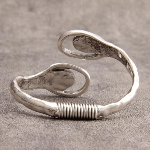 Gold Cuff Bracelet for Women Chunky Bracelet Statement Bracelet | Chunky Bangle Bracelets for Women Silver Beaded Open Bangle Stackable Stretch Bead Bracelet Boho Jewelry Gift for Wife Couple - style: Chunky Gold Arm Cuffs