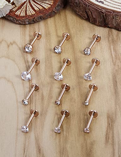 16G Lip Rings Stainless Steel Tragus Helix Conch Piercing Jewelry Snake Bite Piercing Monroe Lip Rings Labret Medusa Cartilage Lobe Earrings Piercing Jewelry CZ 2MM 2.5MM 3MM 3.5MM 4MM 4.5MM - color: 8MM-Rose Gold,2mm/2.5mm/3mm/3.5mm/4mm/4.5mm