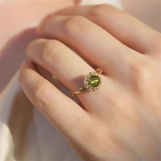 1PCS Adjustable Open Ring Stackable Thin Band Statement Ring Assorted Shape Minimalist Dainty Finger Rings - color: Green, style: #2