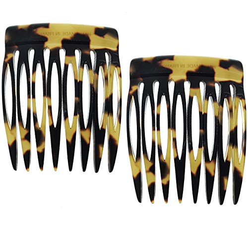 Camila Paris CP2008/2 French Hair Side Comb Handmade Small Tokyo French Twist Hair Combs Decorative, Strong Hold Hair Clips for Women Bun Chignon Up-Do Styling Girls Hair Accessories, Made in France - color: Tokyo