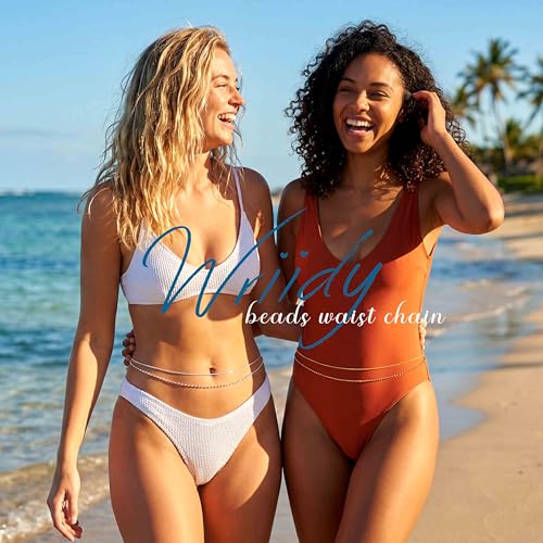 Waist Chain Silver Beads Belly Chain Gold silver Women Dainty Body Jewelry Accessories - color: gold shiny beaded - 24 + 8 in