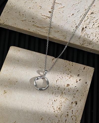 Infinity Circle Pendant Necklace Minimalist Eternal Mobius Silver Necklace Dainty Geometric Trendy Jewelry Gift for Women-Silver&14k Gold Plated - color: Silver