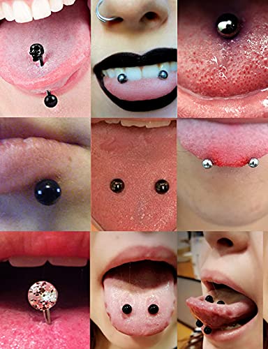 Prjndjw Jewelry, 5/8in(16mm) L, 14G Tongue Piercing Barbells Multicolor Surgical Stainless Steel Long Nipple Piercing Barbells Body Jewelry for Women - color: Black