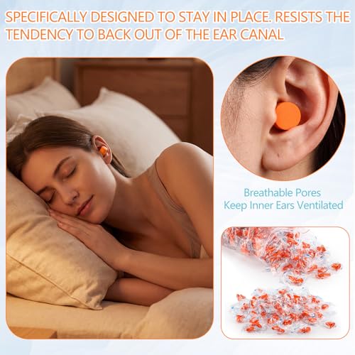 Relaxweex 500 Pairs Ear Plugs for Sleeping 33 db NRR Noise Canceling Ear Plugs Bulk Pre-Shaped Foam Disposable Earplugs for Shooting Range Travel Concert Construction Work, Individually Packaged