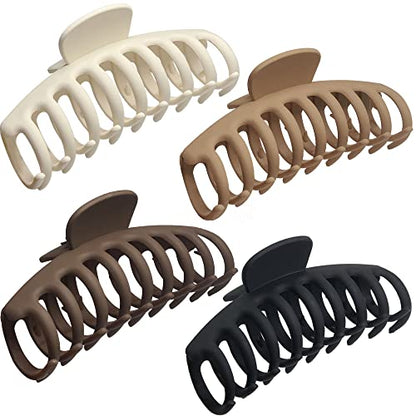 OWIIZI Large Claw Clips, 4.3" Matte Hair Clips for Women's Long Thick Hair, Non-Slip Barrette Clips (4packs) | Matte Hair Clips,Non-Slip Strong Hold Ponytail Barrettes,Jumbo Cute Hair Accessories,for Girls Thick Thin Curly Hair - color: Style 6