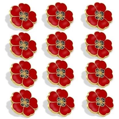 2/20/50/100Pcs Memorial Day Veterans day Flower Enamel Lapel Pin 1“, Souvenir For Men Women Clothes Bags Hats - color: 20-Pack