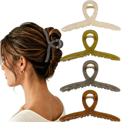 Extra Large Hair Claw Clips for Thick Hair, Big Non-Slip Claw Clips for Women, 4 Pack 5.1" Jelly & Matte Hair Clips for Long Hair (Jelly-B 4pcs 5.1") - color: Jelly-B 4pcs 5.1"