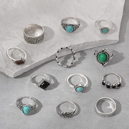 Layering Rings for Women, Adjustable Stainless Steel Joint Finger Cubic Zirconia Stackable Thumb Rings Band for Statement Open Knuckle Stacking for Women - color: Silver Rhinestone 12PCS