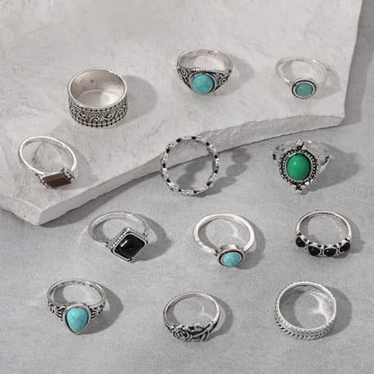 Layering Rings for Women, Adjustable Stainless Steel Joint Finger Cubic Zirconia Stackable Thumb Rings Band for Statement Open Knuckle Stacking for Women - color: Silver Rhinestone 12PCS