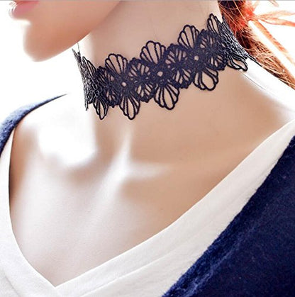 10 Pieces Lace Choker Necklace for Women Girls, Black Classic Velvet Stretch Punk Gothic Tattoo Lace