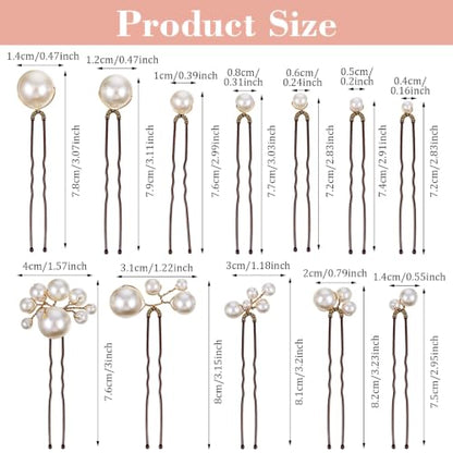 12Pcs Pearl Bobby Pins, Ymapinc Bridal Pearl Pins for Hair | Decorative Hair Clips Barrette, Bride Jewelry for Wedding Hairstyles (1set-12pcs, Coffee)