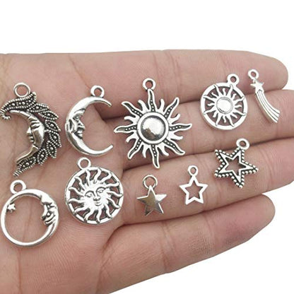 100g (About 80pcs) Craft Supplies Celestial Collection Charms Pendants for Crafting, Jewelry Findings Making Accessory for DIY Necklace Bracelet (M081) - color: M081