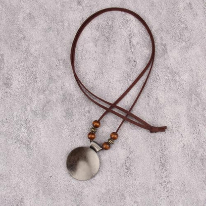 Bohemian Necklaces for Women Long Leather Necklace with Large Pendant Chunky Boho Hippie Jewelry Pendant Chocker Necklace - style: Womens Bohemian Necklaces