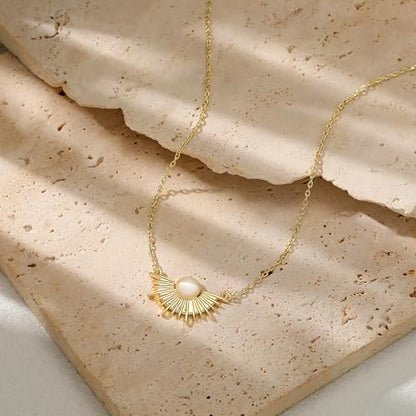 CHESKY Layered Necklaces for Women Trendy, Dainty 14k Gold Plated Pendant Necklace Layering Necklace for Women Non Tarnish Hypoallergenic Sun Gold Necklace Stack Gold Jewelry for Women Gifts - style: Sun-TE