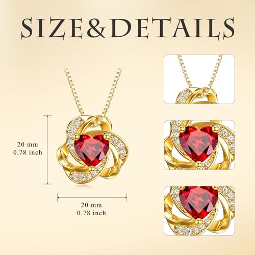 Midari 18K Gold Love Knot Necklace Love Knot Pendant Necklace with 12 Months Birthstones I Love You Forever Jewelry Gifts for Women Mom Her - color: 01-January