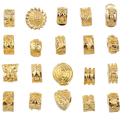 RUBYCA 20pcs Mix Lot of Gold Color Clip Lock Stopper Clasp Beads DIY fit European Charm Bracelet - color: Mix Models, size: 20 PCS