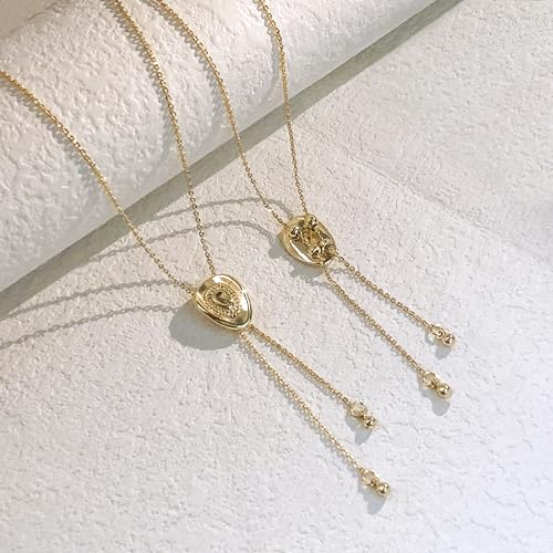 HAXIYA Gold Pearl Y-Shaped Necklace for Women Layered Lariat Long Pendant | 14K Gold Plated/Sterling Silver Dainty Drop Chain Layered Pearl/Beaded Necklaces Simple Gold Jewelry for Women - color: Cowboy Hat - Gold