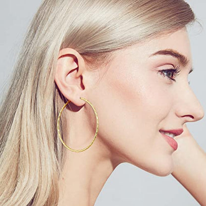 SPOINT Gold Hoop Earrings for Women 14K Gold Hoop Earrings for Women | 14K Gold Earrings for Women Lightweight Large Gold Hoop Earrings Hypoallergenic Gold Hoops Earring for Women 35/45/55mm