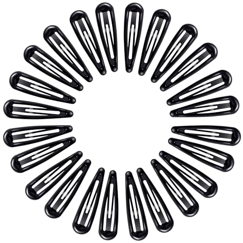 24 PCS 2.36 In Metal Snap Hair Barrettes For Women Water Drop Shape Hair Clips For Thick Thin Fine Hair,Bright Black - color: Bright Black