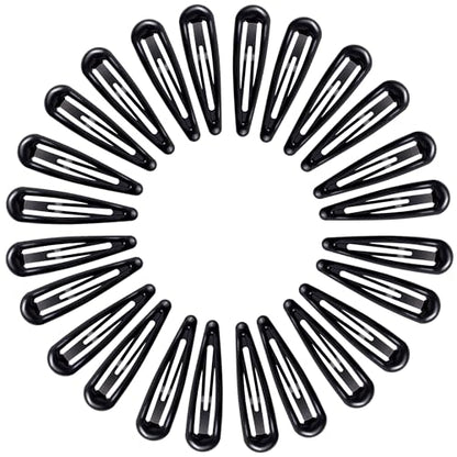 24 PCS 2.36 In Metal Snap Hair Barrettes For Women Water Drop Shape Hair Clips For Thick Thin Fine Hair,Bright Black - color: Bright Black