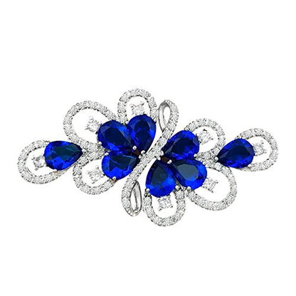 YOQUCOL Cubic Zirconia Crystal Rhinestone Wedding Brooch Pin for Women Brides Jewelry - color: A-Blue