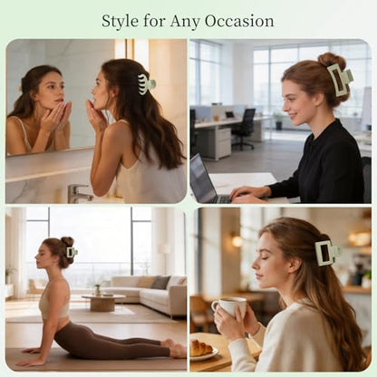 Small Medium Claw Clips for Women, 3 Styles Hair Clips for Thick and Thin Hair, Non-slip Strong Hold, 12 Pcs (Green) - color: Green