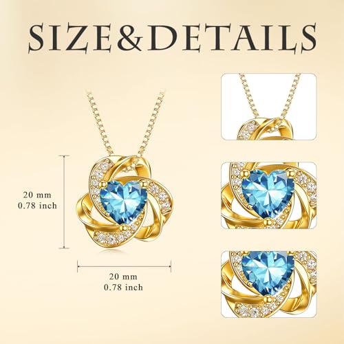 Midari 18K Gold Love Knot Necklace Love Knot Pendant Necklace with 12 Months Birthstones I Love You Forever Jewelry Gifts for Women Mom Her - color: 12-December