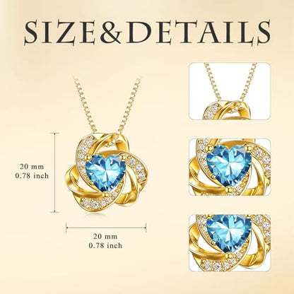 Midari 18K Gold Love Knot Necklace Love Knot Pendant Necklace with 12 Months Birthstones I Love You Forever Jewelry Gifts for Women Mom Her - color: 12-December