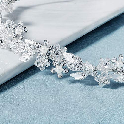 Oriamour Bridal headband Rhinestone Hair Band Bridal Headpieces for Bride Hair Jewelry Accessories (Silver) - color: Silver