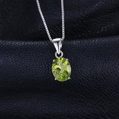 JewelryPalace Natural Gemstone Garnet Peridot Amethyst Citrine Blue Topaz Birthstone Solitaire Pendant Necklace Jewelry Set, 14k Gold Plated 925 Sterling Silver Necklaces for Women, 18 Inch Box chain - color: J-Sterling Silver-Peridot