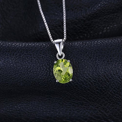JewelryPalace Natural Gemstone Garnet Peridot Amethyst Citrine Blue Topaz Birthstone Solitaire Pendant Necklace Jewelry Set, 14k Gold Plated 925 Sterling Silver Necklaces for Women, 18 Inch Box chain - color: J-Sterling Silver-Peridot