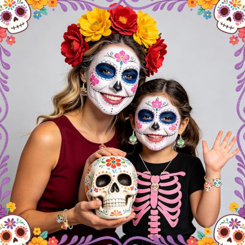 40 Pcs/20 Pairs Dia De Los Muertos Charms for Jewelry Making | Dia De Los Muertos Charms for Jewelry Making, Metal Day of the Dead Pendants, for DIY Earrings Bracelets Necklaces Crafts - style: Dia De Los Muertos