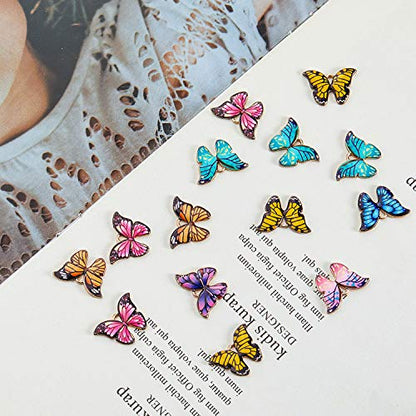 Hicarer 56 Pieces Butterfly Charms for Jewelry Making Colorful Butterfly Pendants Kawaii Enamel Charms for Crafts Bracelets Earrings Necklaces Keychains DIY Supplies
