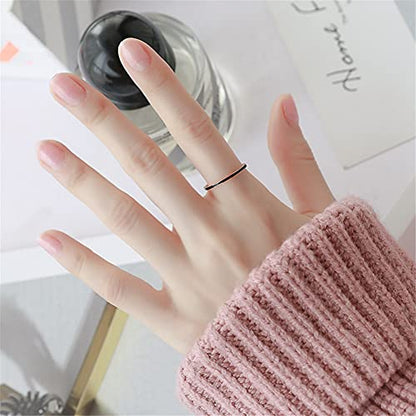 Women's Stainless Steel 1MM Thin Plain Midi Stacking Ring Band Comfort Fit, Size 3 to 10 - color: Enamel - Black