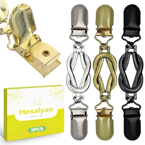 3 Pack Adjustable Sweater Clips Cardigan Collar Clips Dress Waist Cinch Clips Vintage Style Clothing Clip for Shawl Dress Shirt Fit Adjustment Decorative Accessories