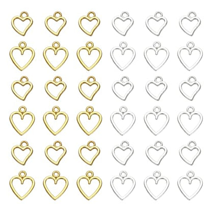 MECCANIXITY Heart Charm, Alloy Love Heart Pendants Valentines Love Dangle Connector Charm Bulk for Jewelry Making Necklace Bracelet Earrings, Cyan - color: Silver/ Cyan