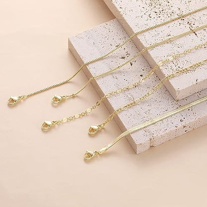 Dainty 14K Gold Plated Bracelets for Women Waterproof, Non Tarnish Gold Jewelry Sets, Thin Stackable Link Paperclip Chain Bracelet Pack Fashion Accessories Gifts for Womens - style: 5Pcs BRACELET SET-06